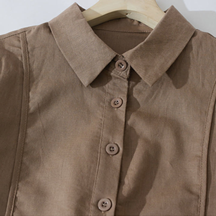 Abito midi in cotone a maniche corte con tasche, stile retrò estivo, in tinta unita con bottoni, motivo Buddha Stones - image 11