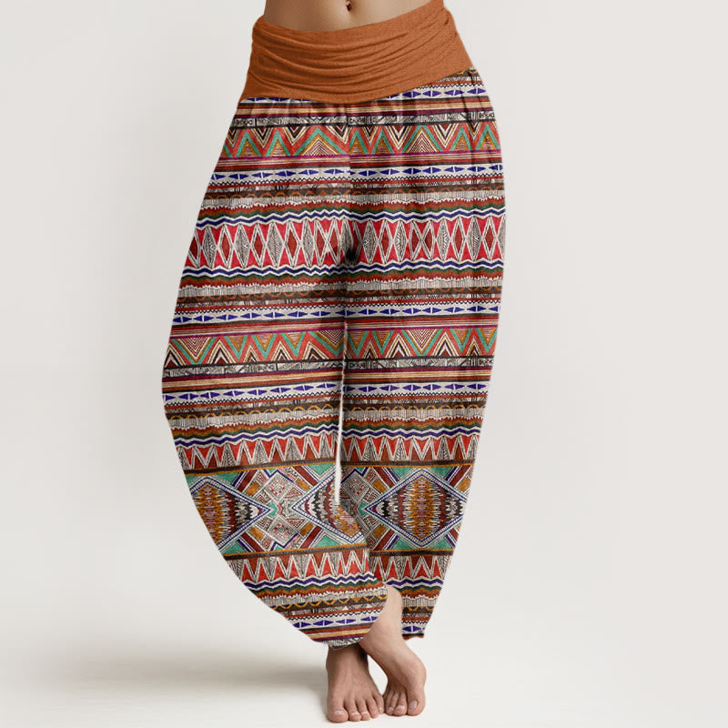 Pantaloni harem da donna con elastico in vita, stile tribale casual e motivo geometrico, motivo Buddha Stones - Perù - US22, UK/AU26, EU54 (6XL) - image 1