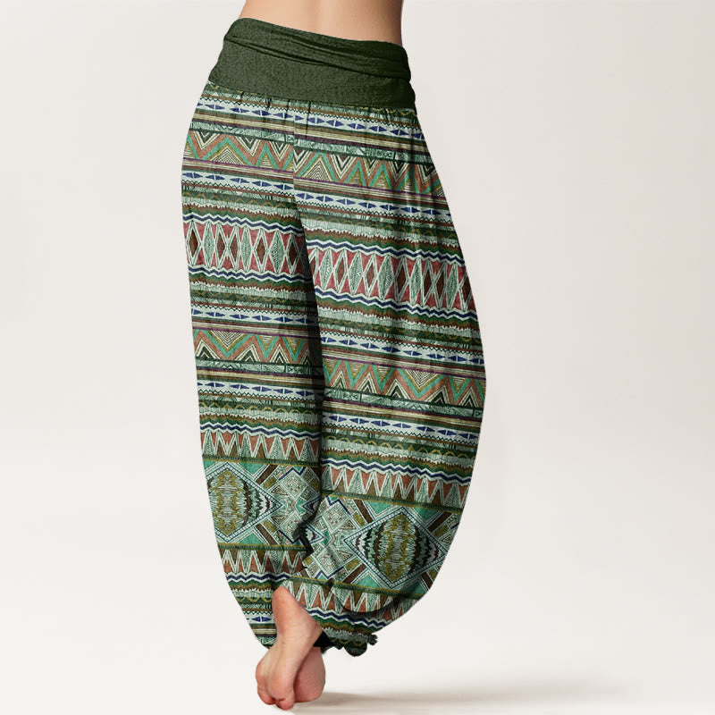 Pantaloni harem da donna con elastico in vita, stile tribale casual e motivo geometrico, motivo Buddha Stones - image 7