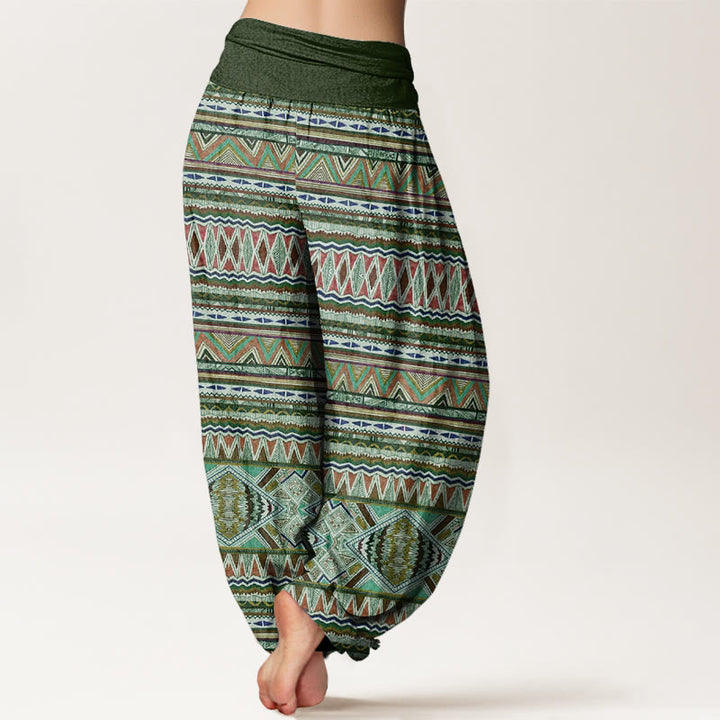 Pantaloni harem da donna con elastico in vita, stile tribale casual e motivo geometrico, motivo Buddha Stones - image 7