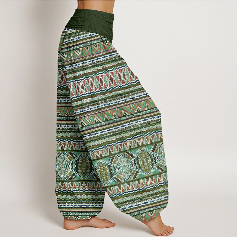 Pantaloni harem da donna con elastico in vita, stile tribale casual e motivo geometrico, motivo Buddha Stones - image 6
