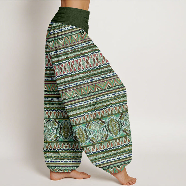 Pantaloni harem da donna con elastico in vita, stile tribale casual e motivo geometrico, motivo Buddha Stones - image 6