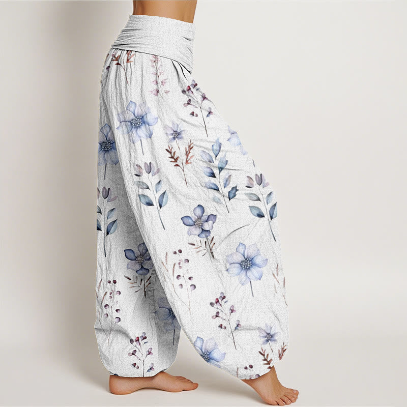Pantaloni harem da donna con elastico in vita e motivo floreale delicato con Buddha Stones - image 9