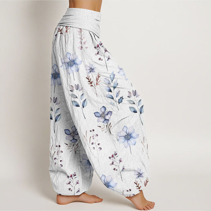 Pantaloni harem da donna con elastico in vita e motivo floreale delicato con Buddha Stones - image 9