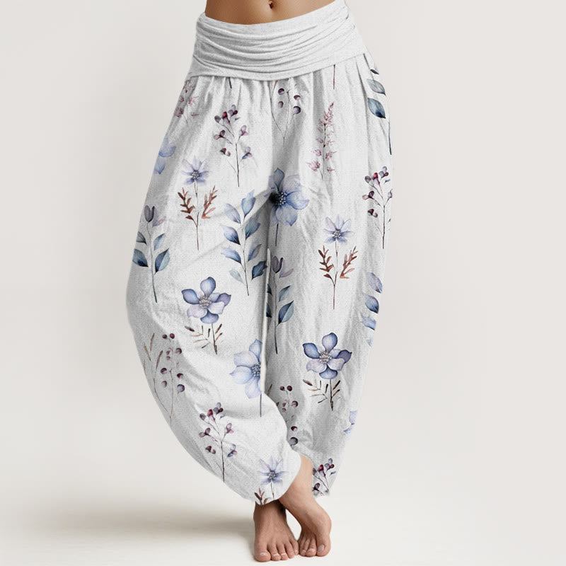 Pantaloni harem da donna con elastico in vita e motivo floreale delicato con Buddha Stones - Nevicare - US22, UK/AU26, EU54 (6XL) - image 8