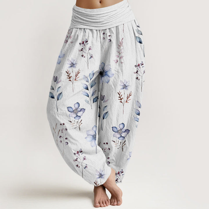 Pantaloni harem da donna con elastico in vita e motivo floreale delicato con Buddha Stones - Nevicare - US22, UK/AU26, EU54 (6XL) - image 8