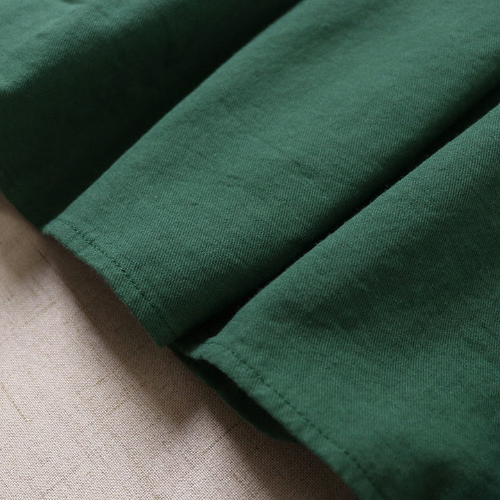 Abito midi in lino e cotone con maniche lunghe a lanterna, casual, artistico, con ricamo geometrico e bottoni sul davanti, Buddha Stones - image 6