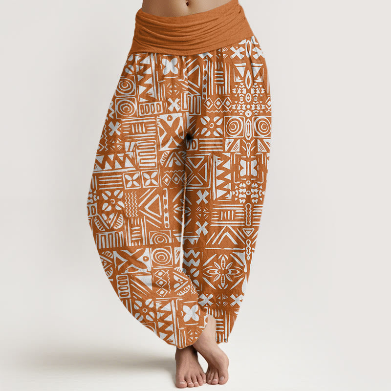 Pantaloni harem da donna con elastico in vita, modello tribale ispirato al Buddha Stones , casual - Cioccolato - US22, UK/AU26, EU54 (6XL) - image 1