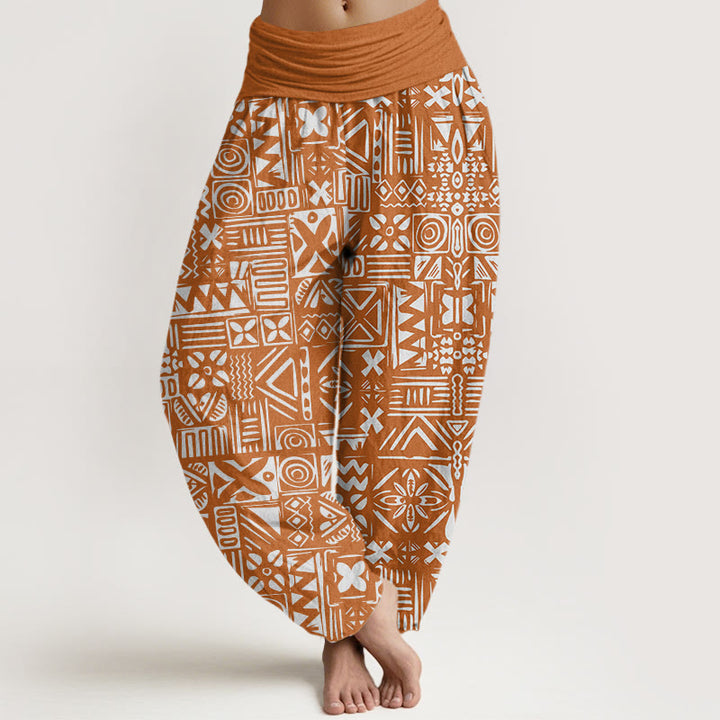 Pantaloni harem da donna con elastico in vita, modello tribale ispirato al Buddha Stones , casual - Cioccolato - US22, UK/AU26, EU54 (6XL) - image 1