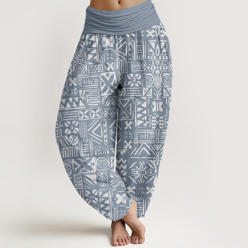 Pantaloni harem da donna con elastico in vita, modello tribale ispirato al Buddha Stones , casual - BluAcciaioChiaro - US22, UK/AU26, EU54 (6XL) - image 8