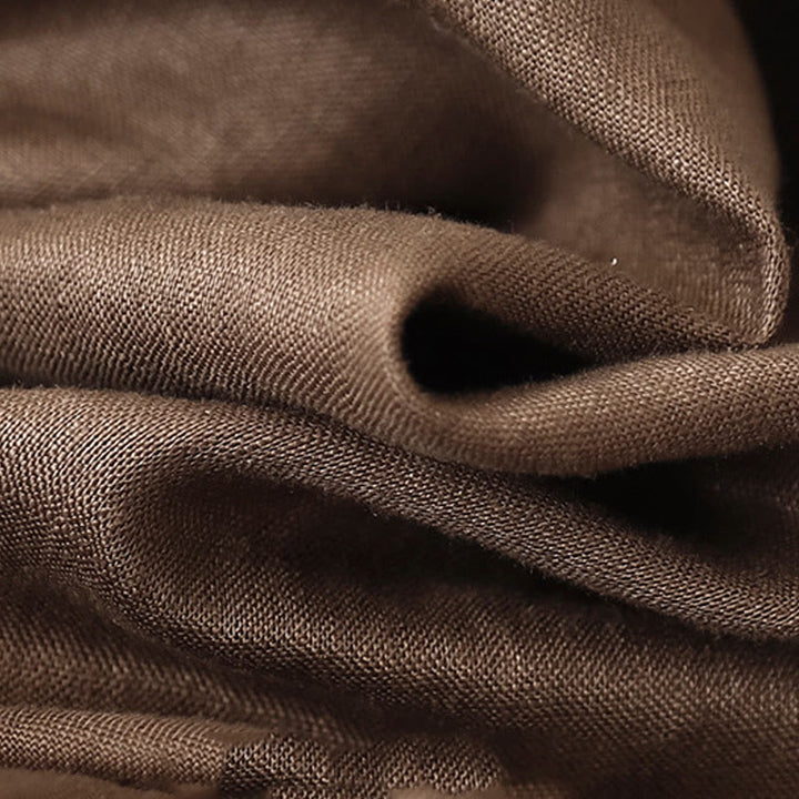 Abito midi in lino e cotone con maniche corte, stile vintage casual, tinta unita, con coulisse e tasche, motivo Buddha Stones - image 8