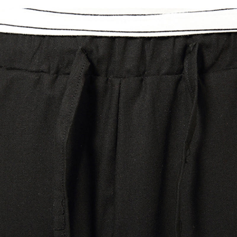Pantaloni da uomo in cotone e lino con coulisse, modello Buddha Stones, modello primavera, semplici e patchwork, con tasche, lunghezza 7-8