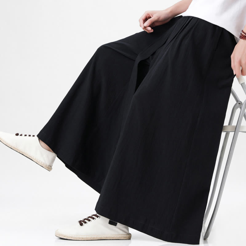 Pantaloni da uomo in cotone e lino con tasche, modello Buddha Stones , modello casual primaverile, con coulisse e gamba larga