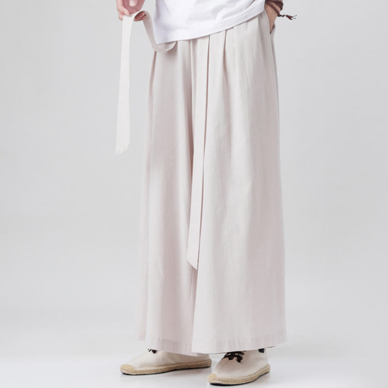 Pantaloni da uomo in cotone e lino con tasche, modello Buddha Stones , modello casual primaverile, con coulisse e gamba larga