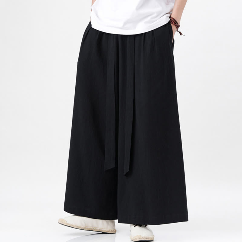 Pantaloni da uomo in cotone e lino con tasche, modello Buddha Stones , modello casual primaverile, con coulisse e gamba larga