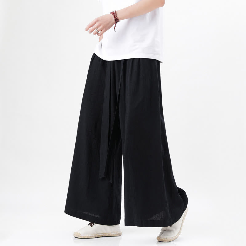 Pantaloni da uomo in cotone e lino con tasche, modello Buddha Stones , modello casual primaverile, con coulisse e gamba larga