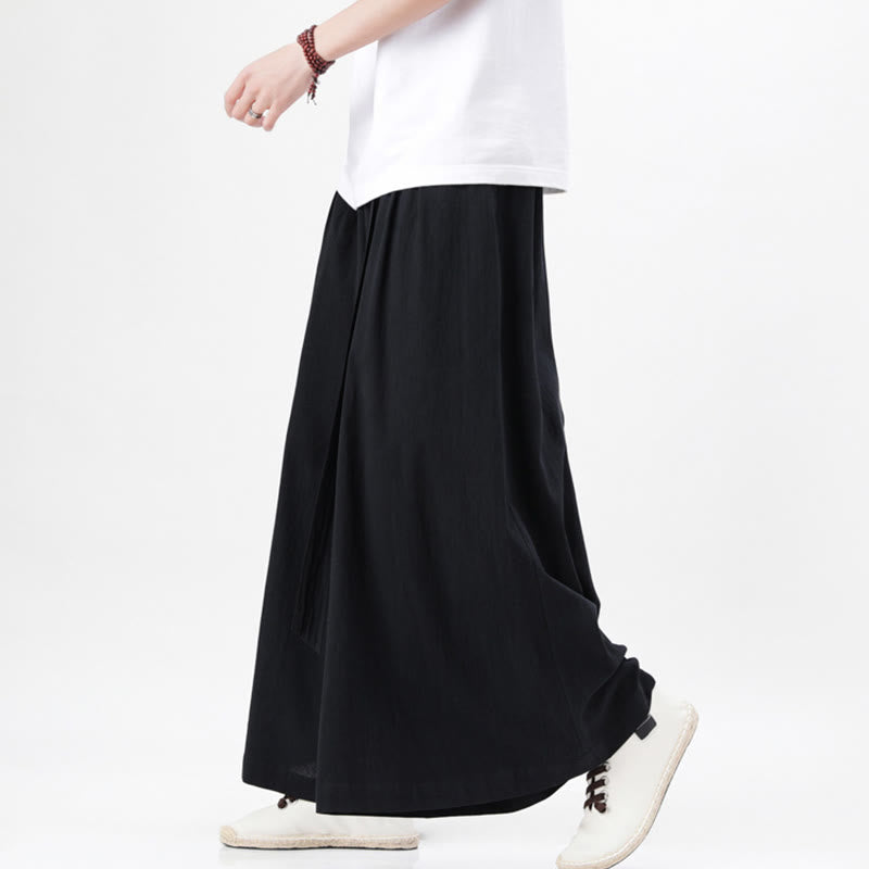 Pantaloni da uomo in cotone e lino con tasche, modello Buddha Stones , modello casual primaverile, con coulisse e gamba larga