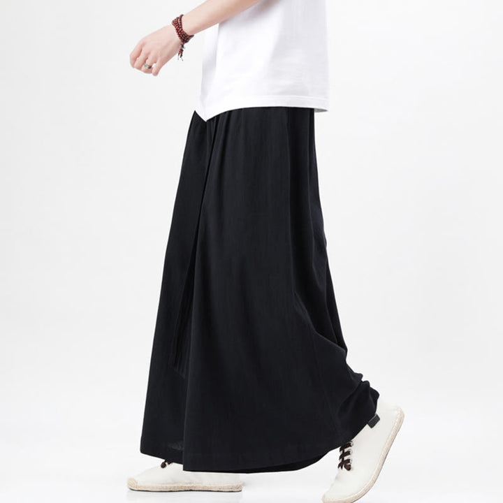 Pantaloni da uomo in cotone e lino con tasche, modello Buddha Stones , modello casual primaverile, con coulisse e gamba larga