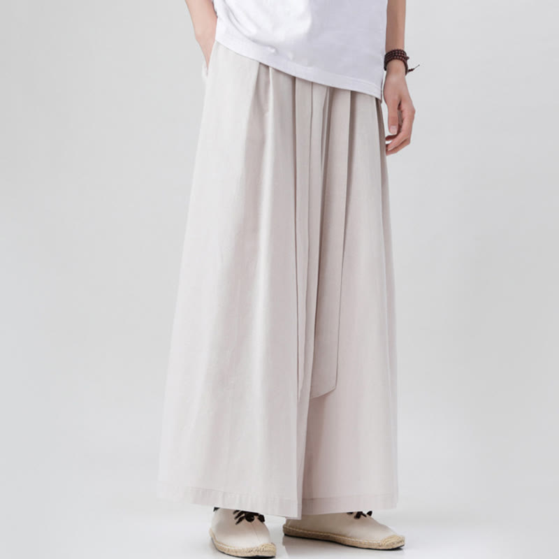 Pantaloni da uomo in cotone e lino con tasche, modello Buddha Stones , modello casual primaverile, con coulisse e gamba larga