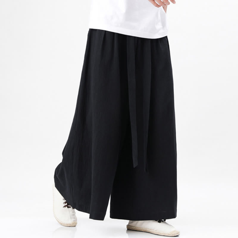 Pantaloni da uomo in cotone e lino con tasche, modello Buddha Stones , modello casual primaverile, con coulisse e gamba larga