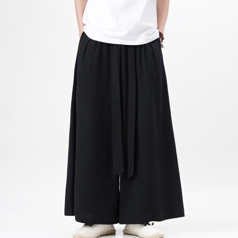 Pantaloni da uomo in cotone e lino con tasche, modello Buddha Stones , modello casual primaverile, con coulisse e gamba larga