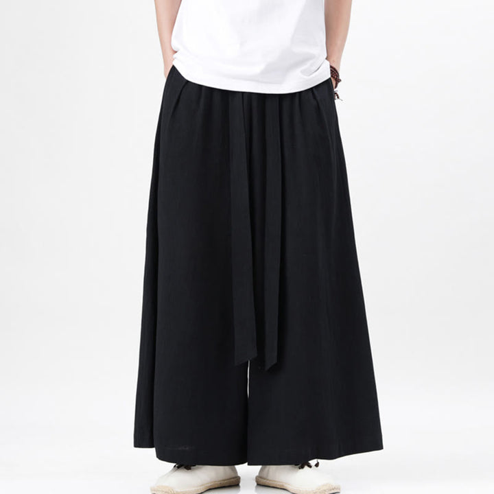 Pantaloni da uomo in cotone e lino con tasche, modello Buddha Stones , modello casual primaverile, con coulisse e gamba larga