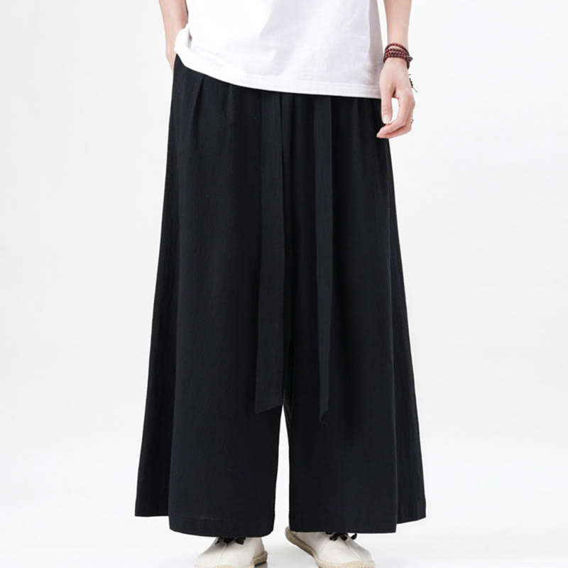 Pantaloni da uomo in cotone e lino con tasche, modello Buddha Stones , modello casual primaverile, con coulisse e gamba larga