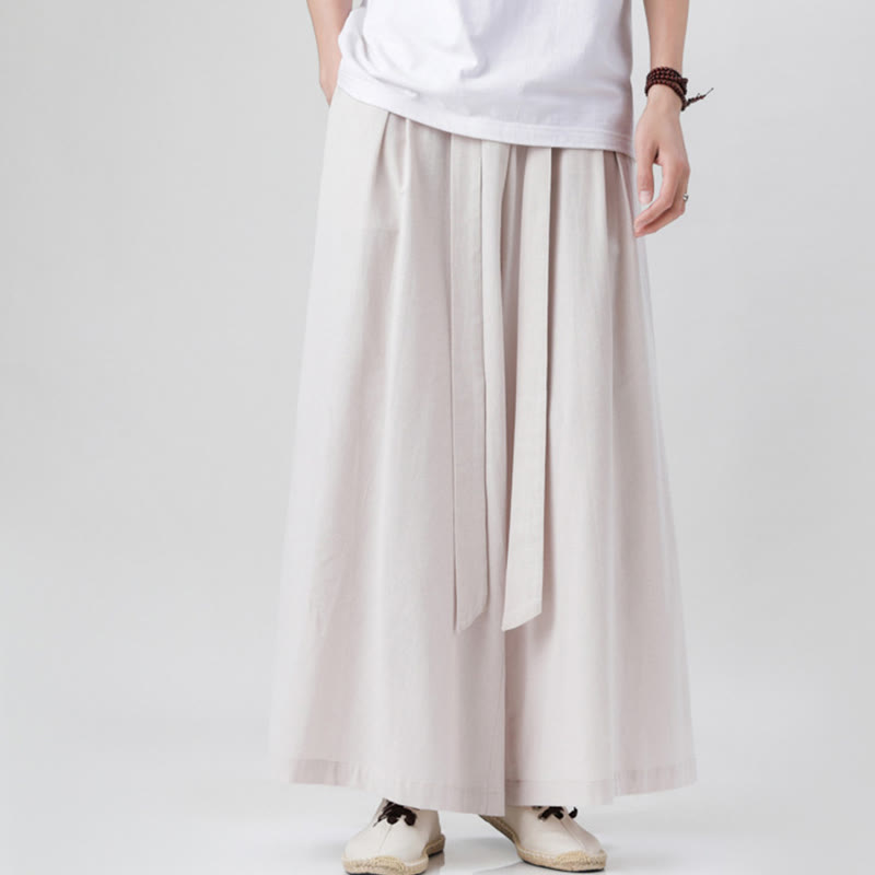 Pantaloni da uomo in cotone e lino con tasche, modello Buddha Stones , modello casual primaverile, con coulisse e gamba larga