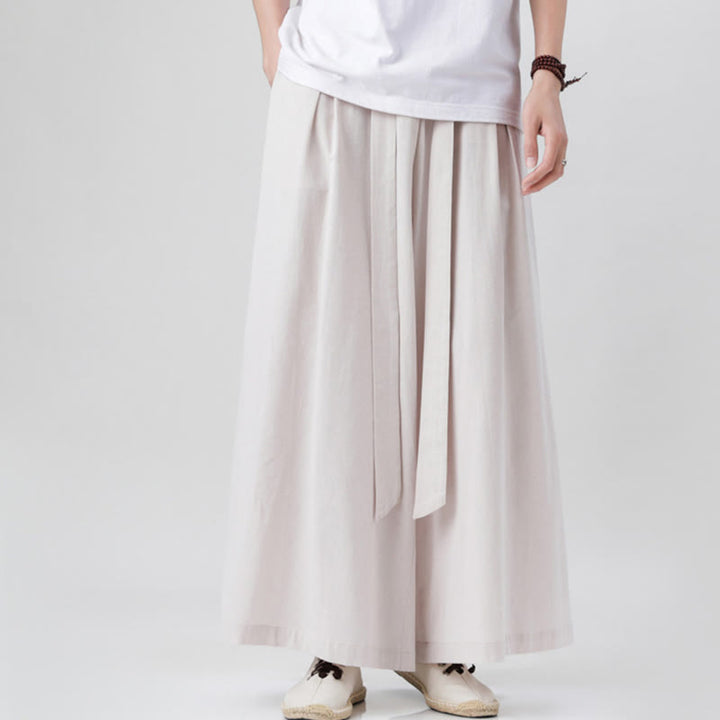 Pantaloni da uomo in cotone e lino con tasche, modello Buddha Stones , modello casual primaverile, con coulisse e gamba larga