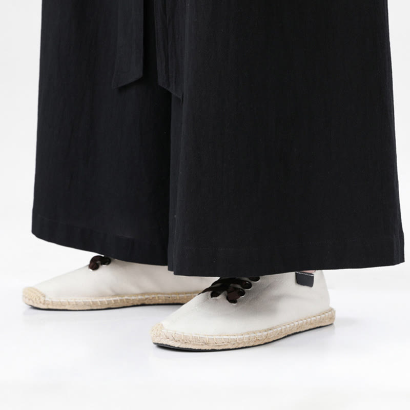 Pantaloni da uomo in cotone e lino con tasche, modello Buddha Stones , modello casual primaverile, con coulisse e gamba larga