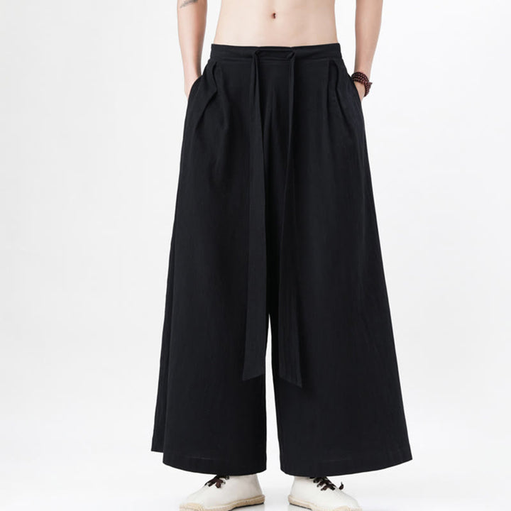 Pantaloni da uomo in cotone e lino con tasche, modello Buddha Stones , modello casual primaverile, con coulisse e gamba larga