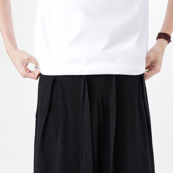 Pantaloni da uomo in cotone e lino con tasche, modello Buddha Stones , modello casual primaverile, con coulisse e gamba larga