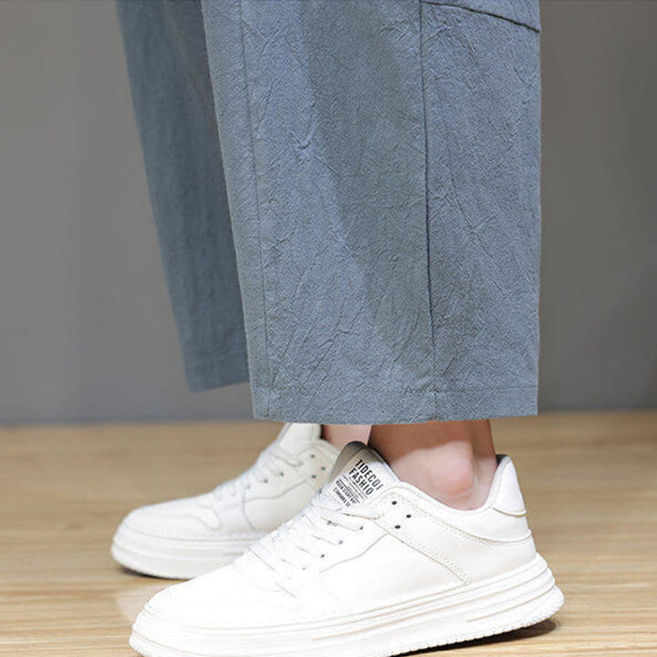 Pantaloni da uomo in cotone con elastico in vita, gamba larga, con coulisse, modello Buddha Stones, casual, tinta unita, cavallo basso, tasche - image 13