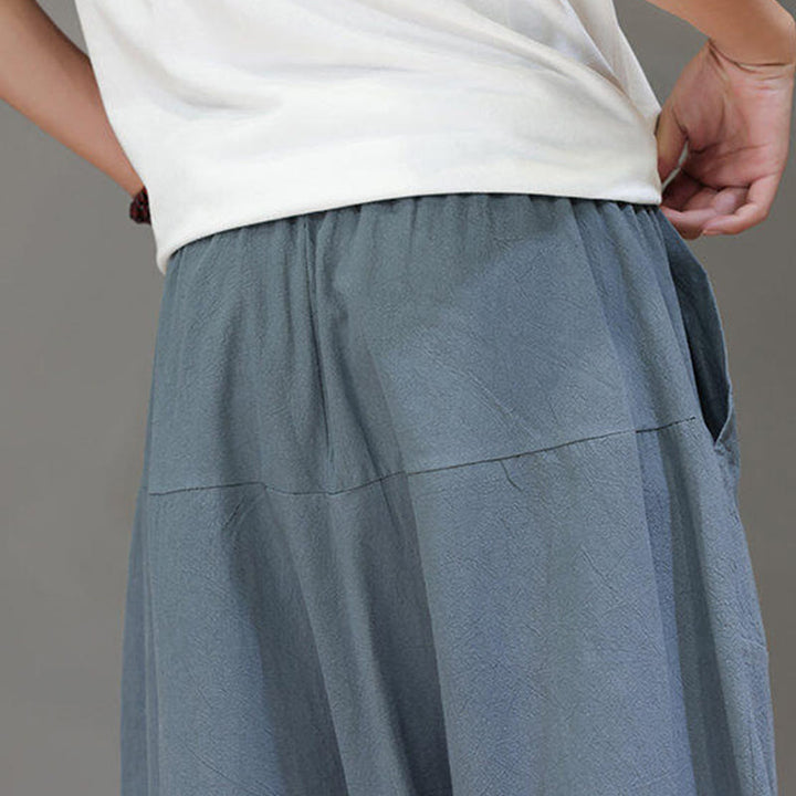 Pantaloni da uomo in cotone con elastico in vita, gamba larga, con coulisse, modello Buddha Stones, casual, tinta unita, cavallo basso, tasche