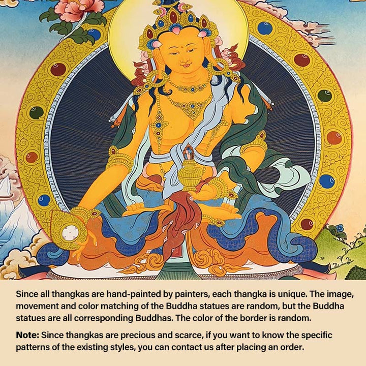 Buddha Stones, pittura tibetana Thangka, Dio giallo della ricchezza, Tara verde, Avalokitesvara, decorazione fatta a mano, scatola cieca (stile casuale)