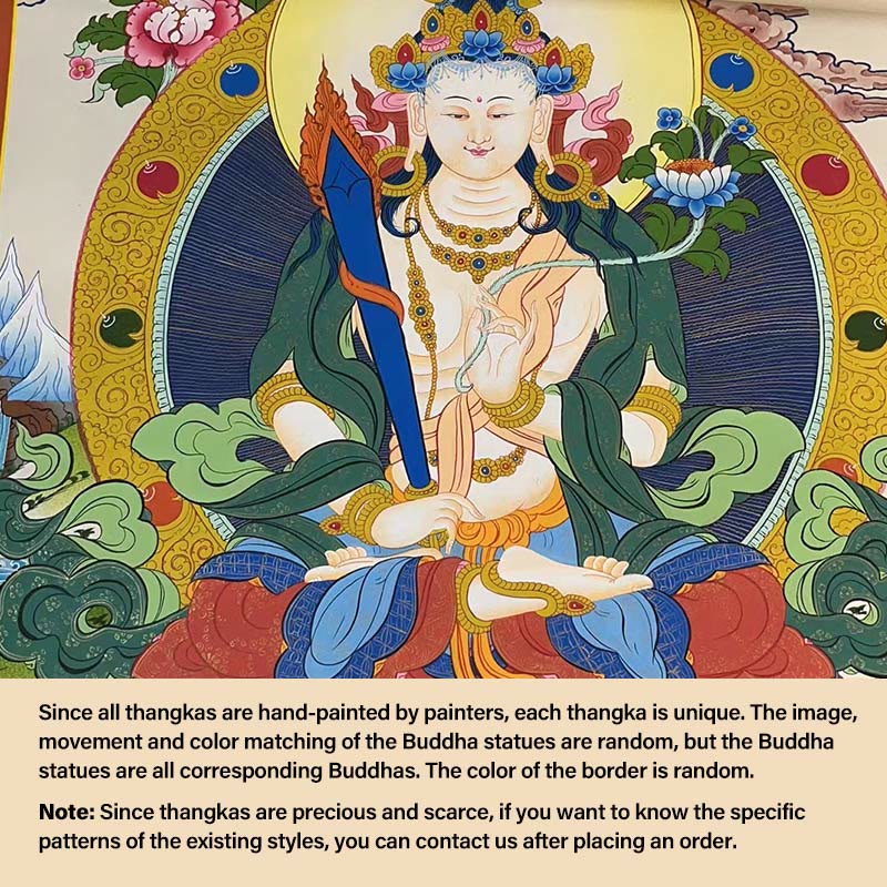 Buddha Stones, pittura tibetana Thangka, Dio giallo della ricchezza, Tara verde, Avalokitesvara, decorazione fatta a mano, scatola cieca (stile casuale) - 27,56*21,6 pollici/70*55 cm Akasagarbha (stile Thangka casuale, contattare il servizio clienti per visualizzare gli stili disponibili) - image 18