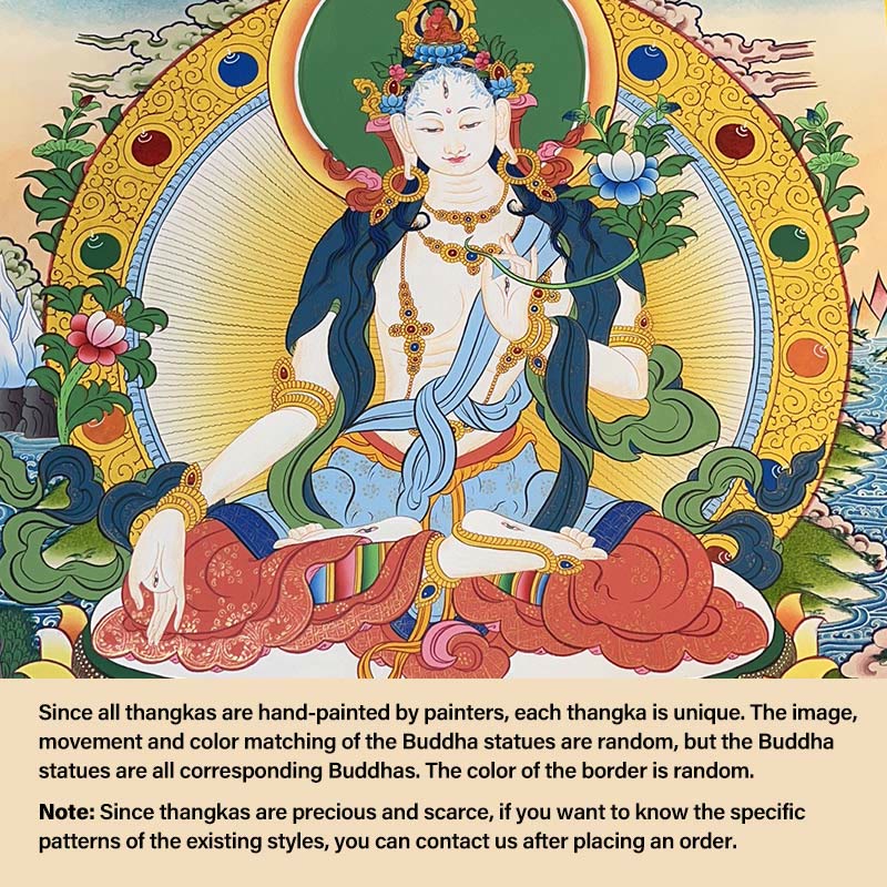 Buddha Stones, pittura tibetana Thangka, Dio giallo della ricchezza, Tara verde, Avalokitesvara, decorazione fatta a mano, scatola cieca (stile casuale)