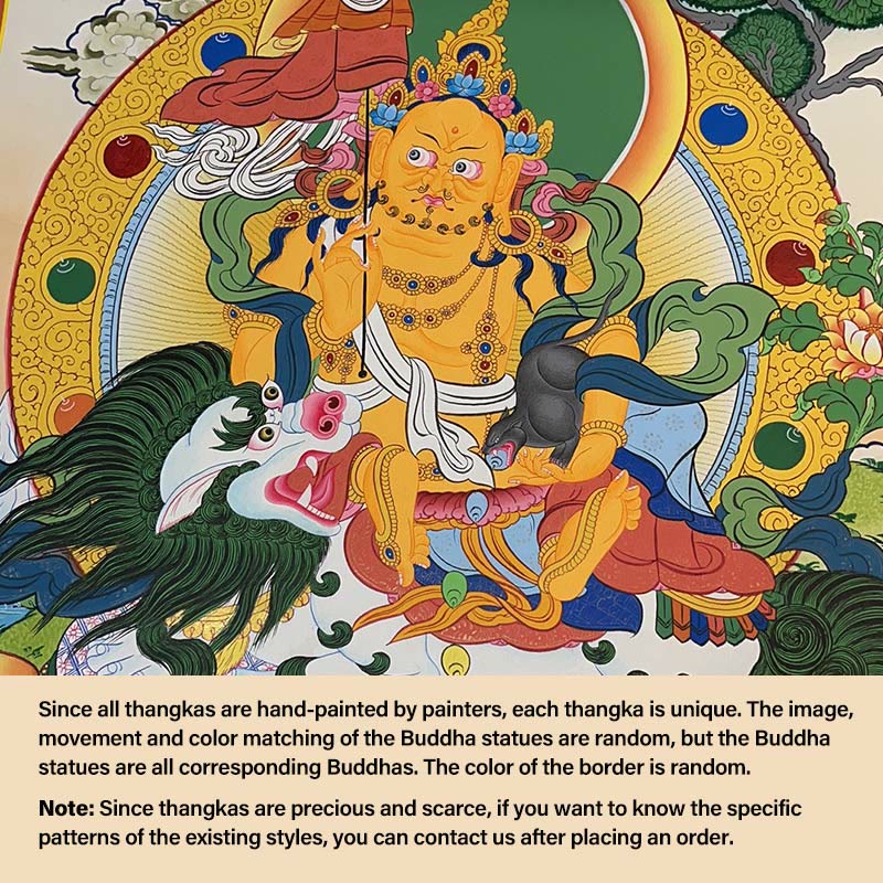 Buddha Stones, pittura tibetana Thangka, Dio giallo della ricchezza, Tara verde, Avalokitesvara, decorazione fatta a mano, scatola cieca (stile casuale) - 27,56*21,6 pollici/70*55 cm Dio della ricchezza (stile Thangka casuale, contattare il servizio clienti per visualizzare gli stili disponibili) - image 3