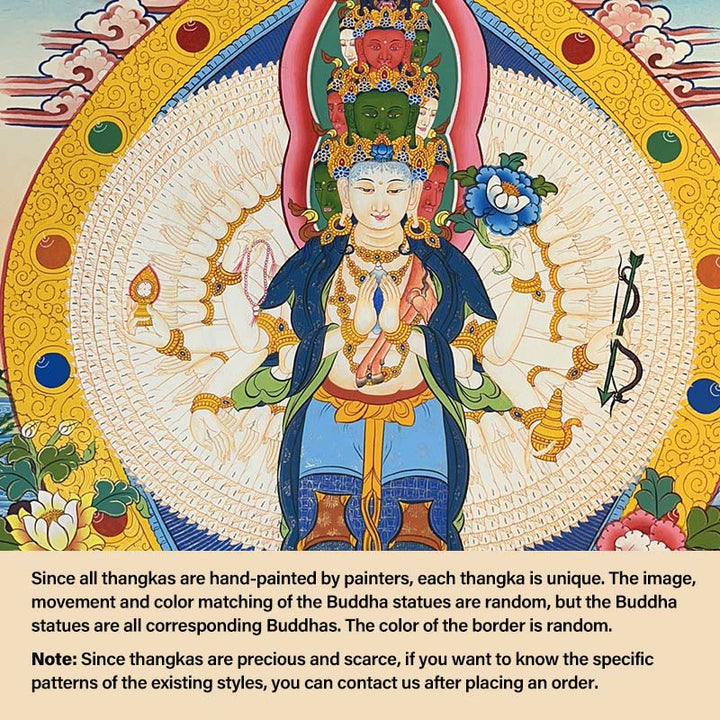 Buddha Stones, pittura tibetana Thangka, Dio giallo della ricchezza, Tara verde, Avalokitesvara, decorazione fatta a mano, scatola cieca (stile casuale)