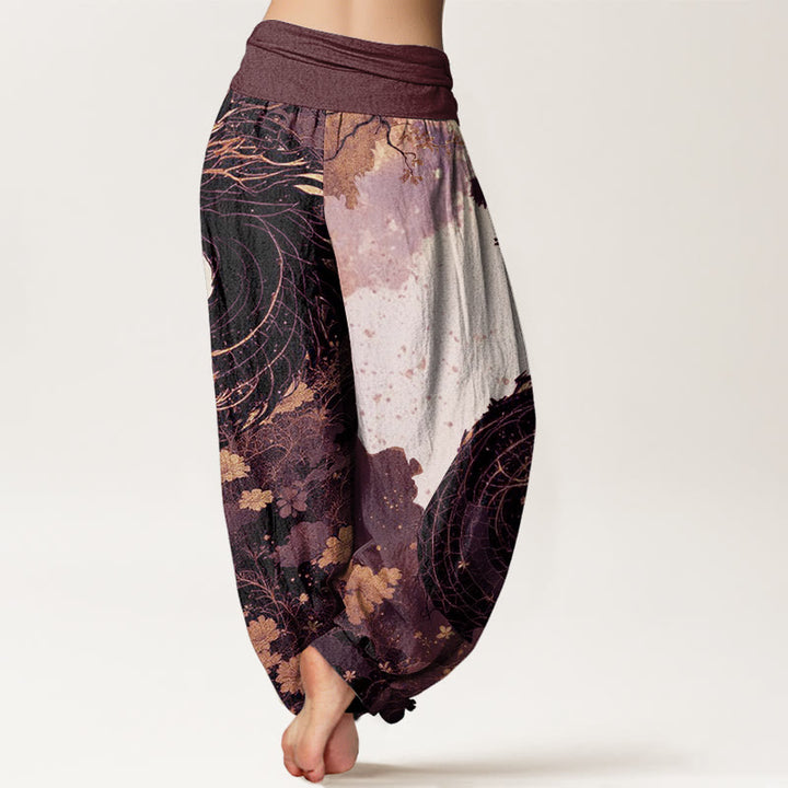 Pantaloni harem da donna con elastico in vita, in cotone, casual, con motivo drago e albero antico, motivo Buddha Stones - image 6