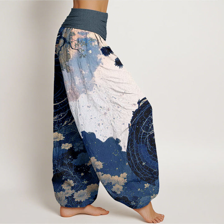 Pantaloni harem da donna con elastico in vita, in cotone, casual, con motivo drago e albero antico, motivo Buddha Stones - image 8