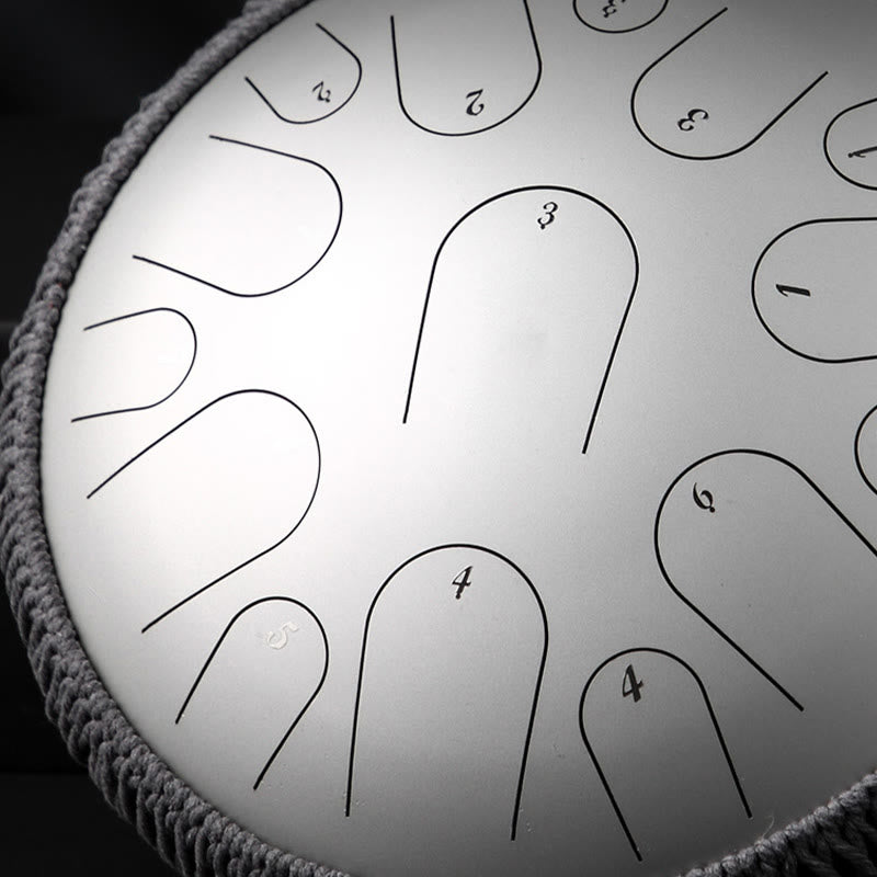 Kit di percussioni per la meditazione di consapevolezza, tamburo in acciaio con lingua in pietre Buddha Stones, 15 note, 14 pollici - image 9