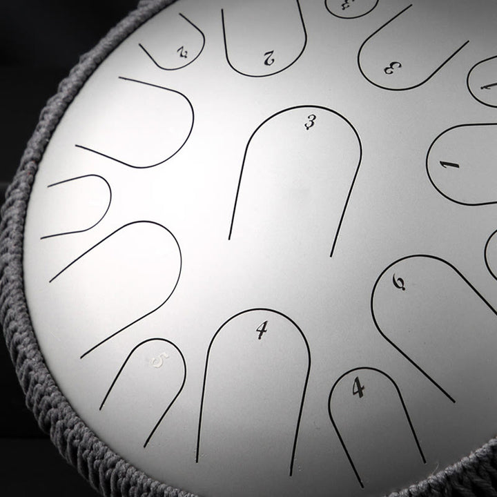 Kit di percussioni per la meditazione di consapevolezza, tamburo in acciaio con lingua in pietre Buddha Stones, 15 note, 14 pollici - image 9