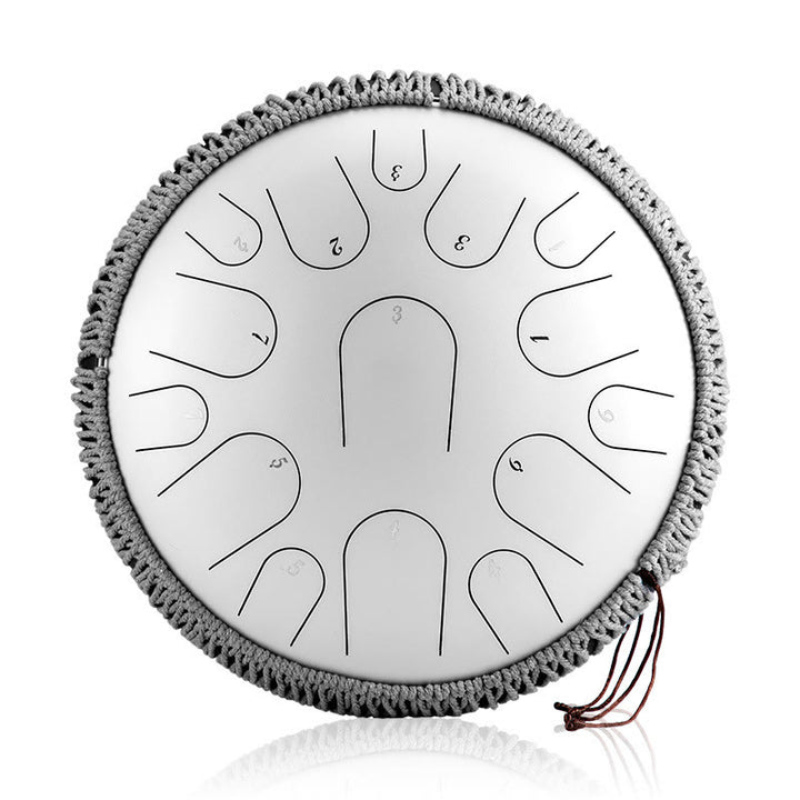 Kit di percussioni per la meditazione di consapevolezza, tamburo in acciaio con lingua in pietre Buddha Stones, 15 note, 14 pollici