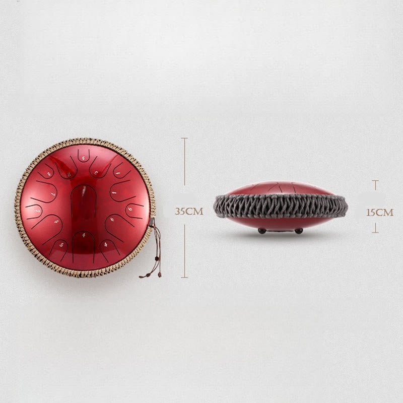 Kit di percussioni per la meditazione di consapevolezza, tamburo in acciaio con lingua in pietre Buddha Stones, 15 note, 14 pollici