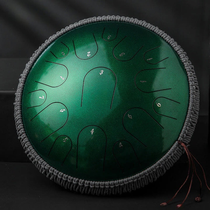 Kit di percussioni per la meditazione di consapevolezza, tamburo in acciaio con lingua in pietre Buddha Stones, 15 note, 14 pollici - image 2