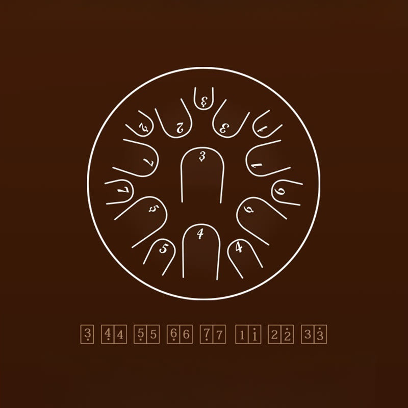 Kit di percussioni per la meditazione di consapevolezza, tamburo in acciaio con lingua in pietre Buddha Stones, 15 note, 14 pollici