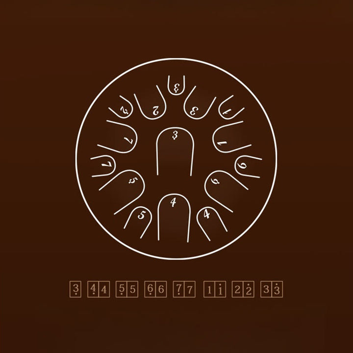 Kit di percussioni per la meditazione di consapevolezza, tamburo in acciaio con lingua in pietre Buddha Stones, 15 note, 14 pollici - image 13