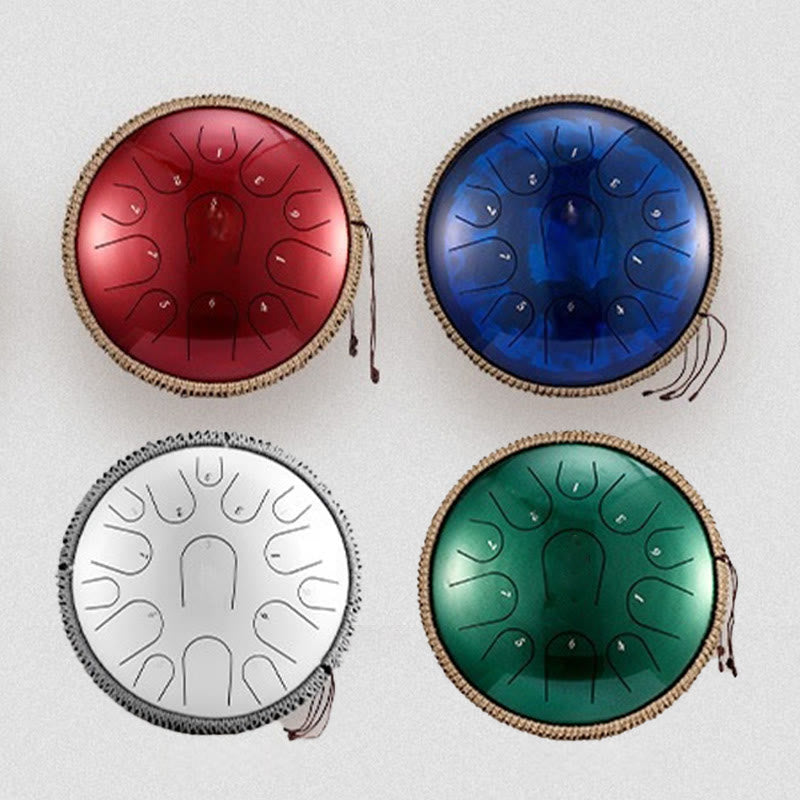 Kit di percussioni per la meditazione di consapevolezza, tamburo in acciaio con lingua in pietre Buddha Stones, 15 note, 14 pollici - image 14