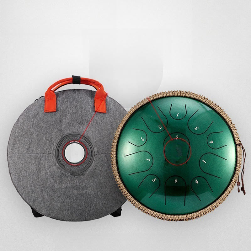Kit di percussioni per la meditazione di consapevolezza, tamburo in acciaio con lingua in pietre Buddha Stones, 15 note, 14 pollici